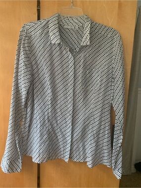 Halogen silk cotton blend button down shirt blouse - large
